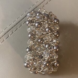 Gorgeous tight weaved stretch silver pearls and beads
